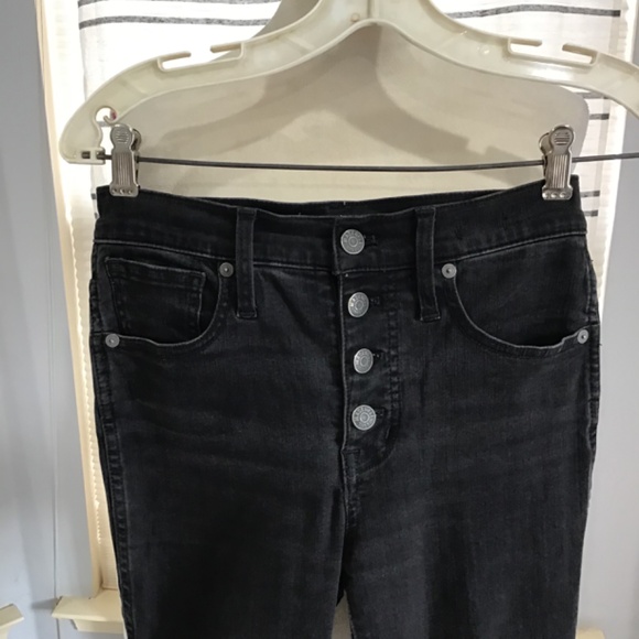 Madewell Women Size 25P 10” High-Rise Skinny Jeans Berkeley Black Button Fly - Picture 2 of 12
